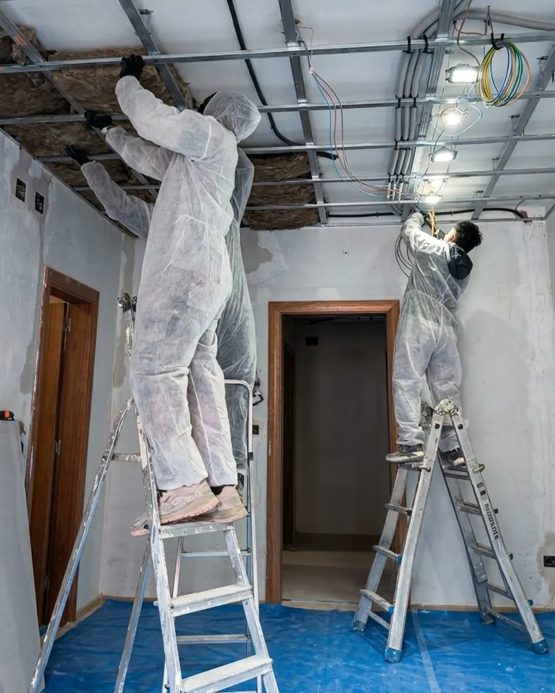 Equipo de instalador electricista trabajando en Barcelona