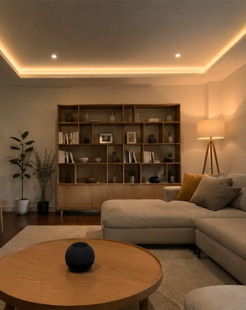 Control de iluminación inteligente desde el móvil en una casa domotizada