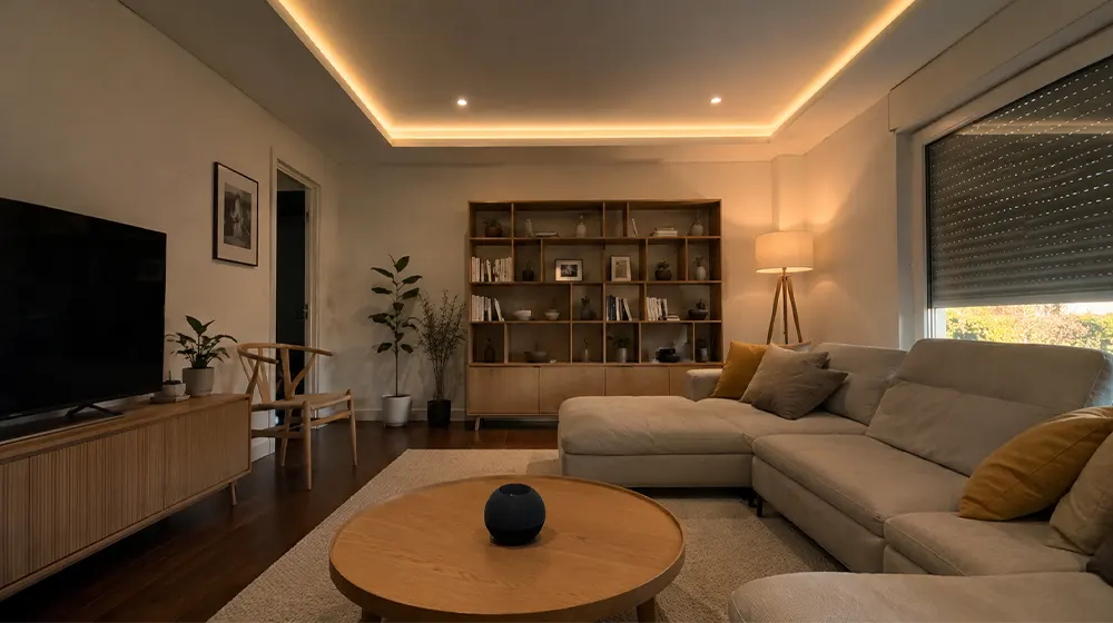 Control de iluminación inteligente desde el móvil en una casa domotizada