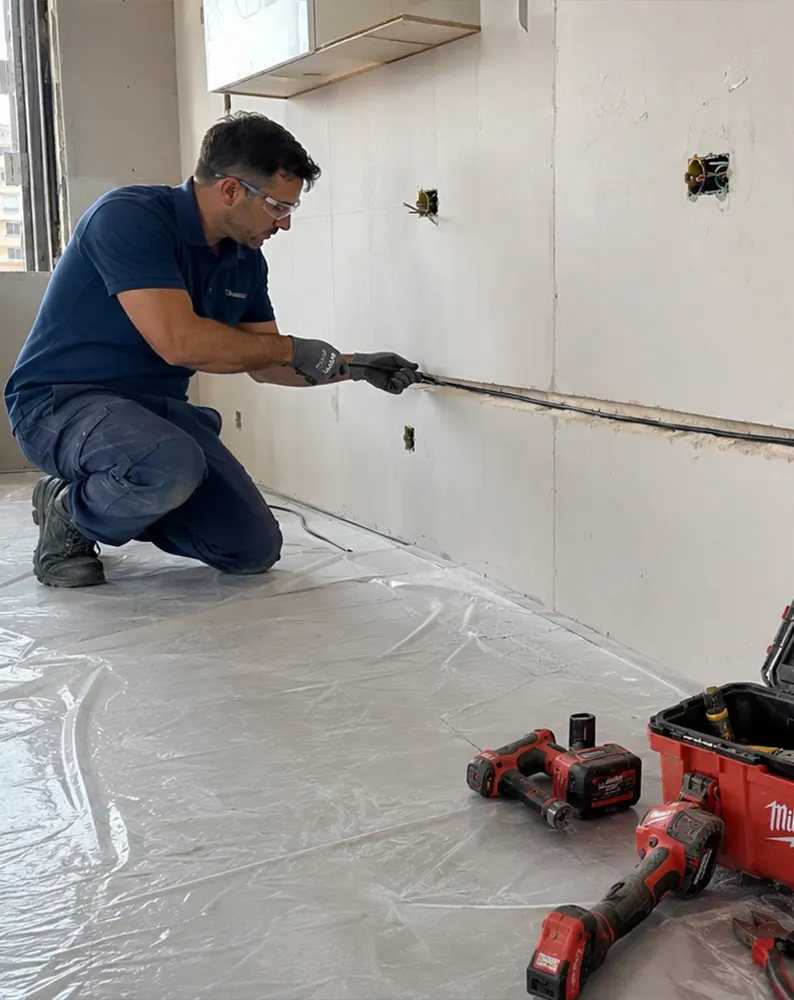 Enchufe de fuerza instalado en una cocina de Barcelona