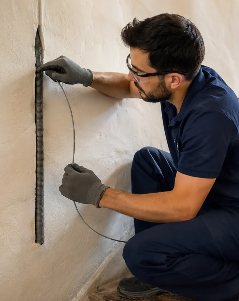 Cable Ethernet empotrado en pared con roseta RJ45