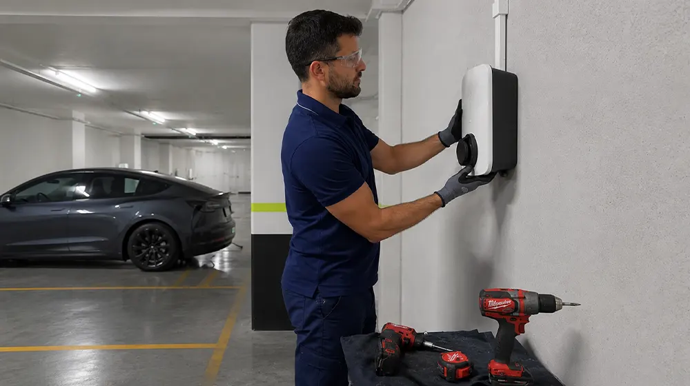 Instalador cargador coche eléctrico en Barcelona - wallbox montado en garaje