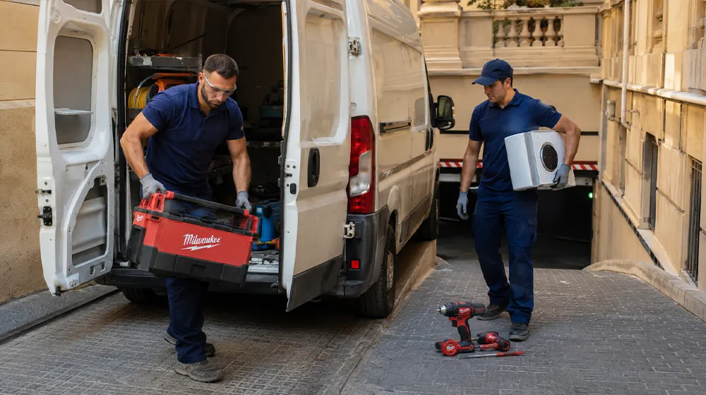 Cargador de coche eléctrico wallbox en garaje comunitario Barcelona