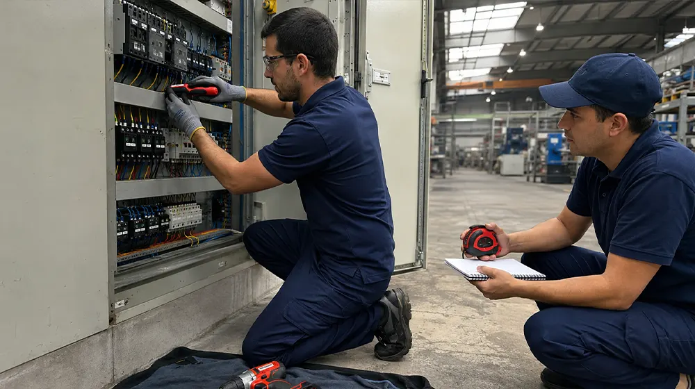 Instalador autorizado documentando una revisión eléctrica